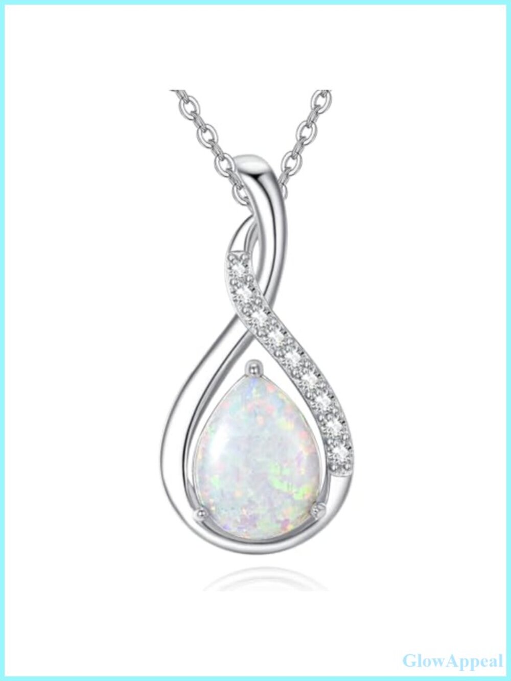 925 Sterling Silver Opal Teardrop Pendant Necklace for Women